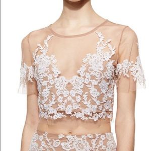 For Love & Lemons Luau Embroidered Mesh Crop Top